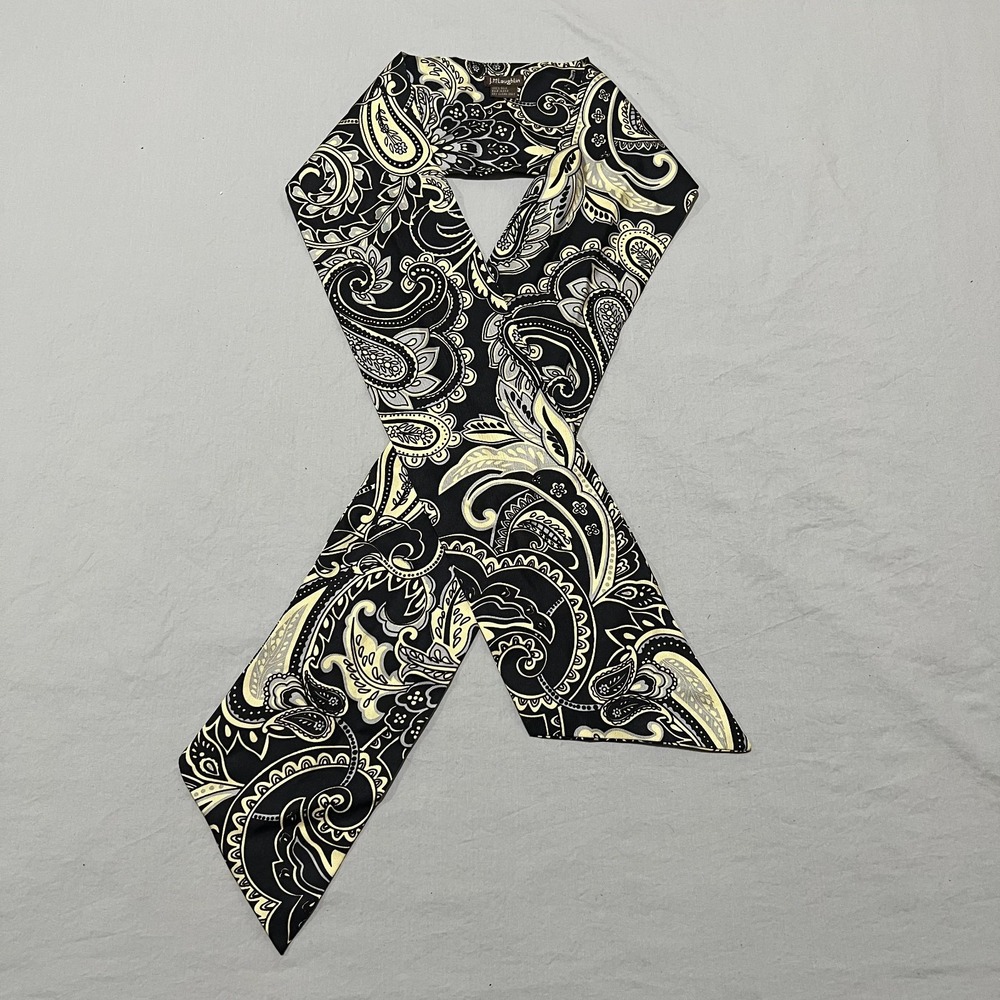 J.McLaughlin Womens Black Cream White Paisley Classic Silk Neck Scarf Cravat